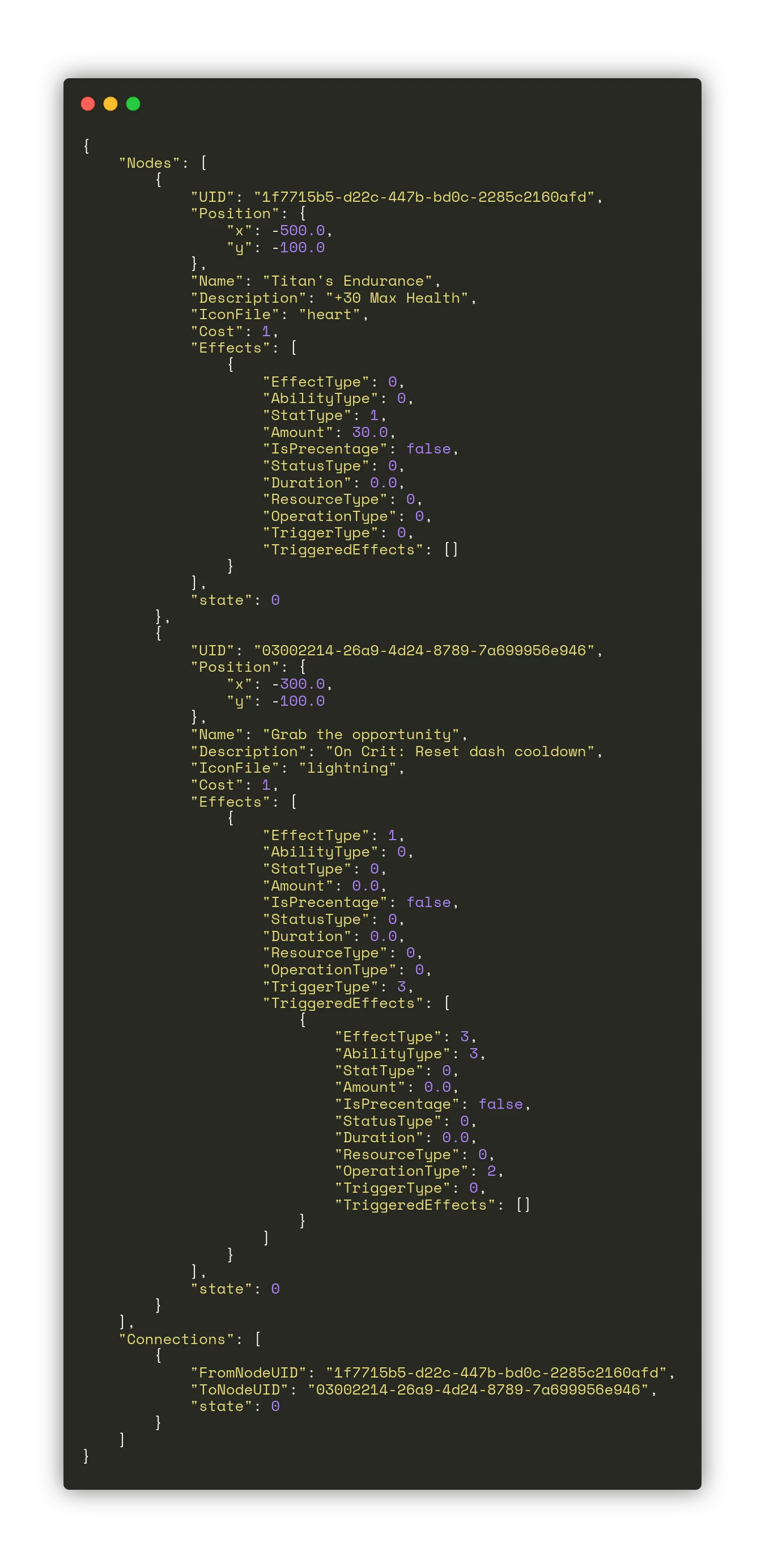 Skilltree save file